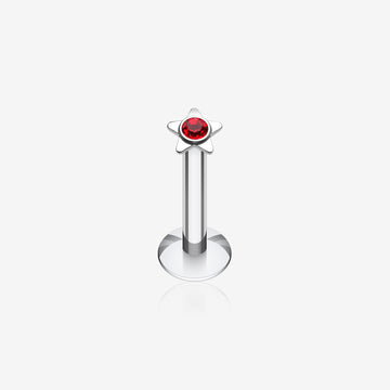 Sparkle Star Top Internally Threaded Labret-Red
